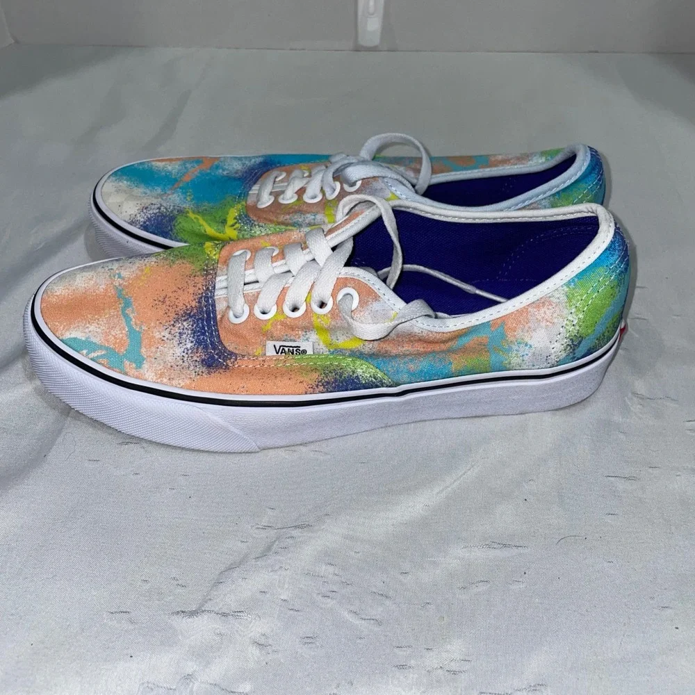 Vans Authentic Multi Color Abstract Splash Canvas Sneakers Womens 9 Mens 7.5